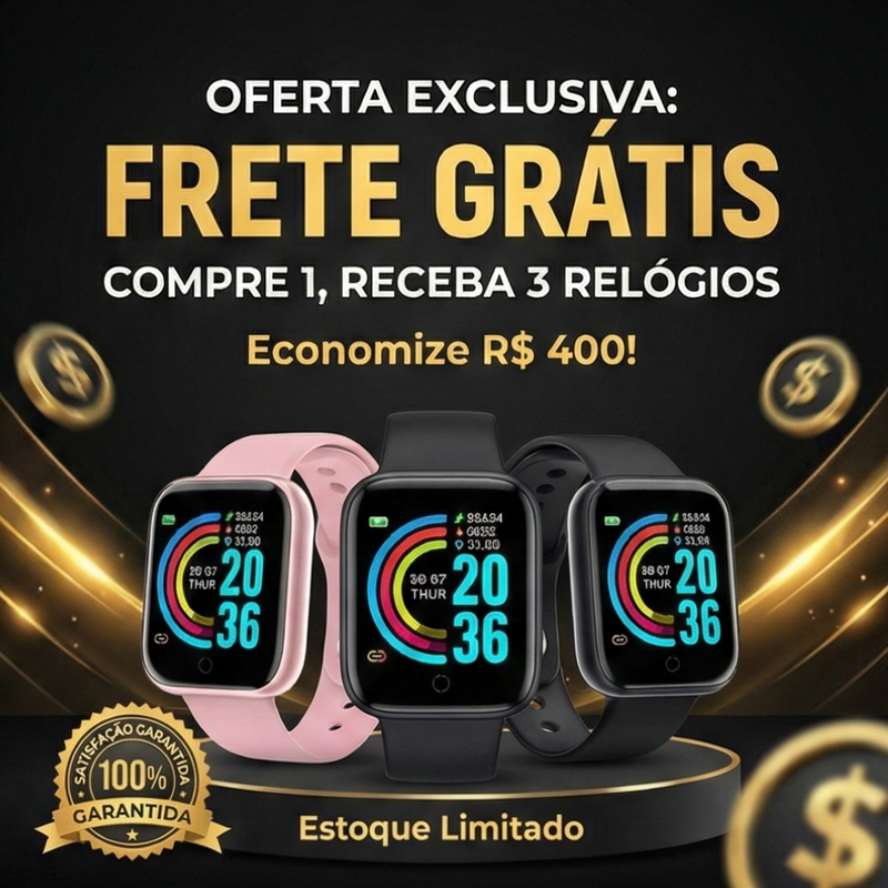 BLACK FRIDAY COMPRE 1 LEVE 3 Smartwatch - Relógio Inteligente Esportivo Bluetooth Android/iOS