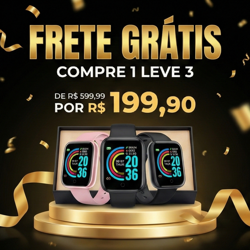 BLACK FRIDAY COMPRE 1 LEVE 3 Smartwatch - Relógio Inteligente Esportivo Bluetooth Android/iOS