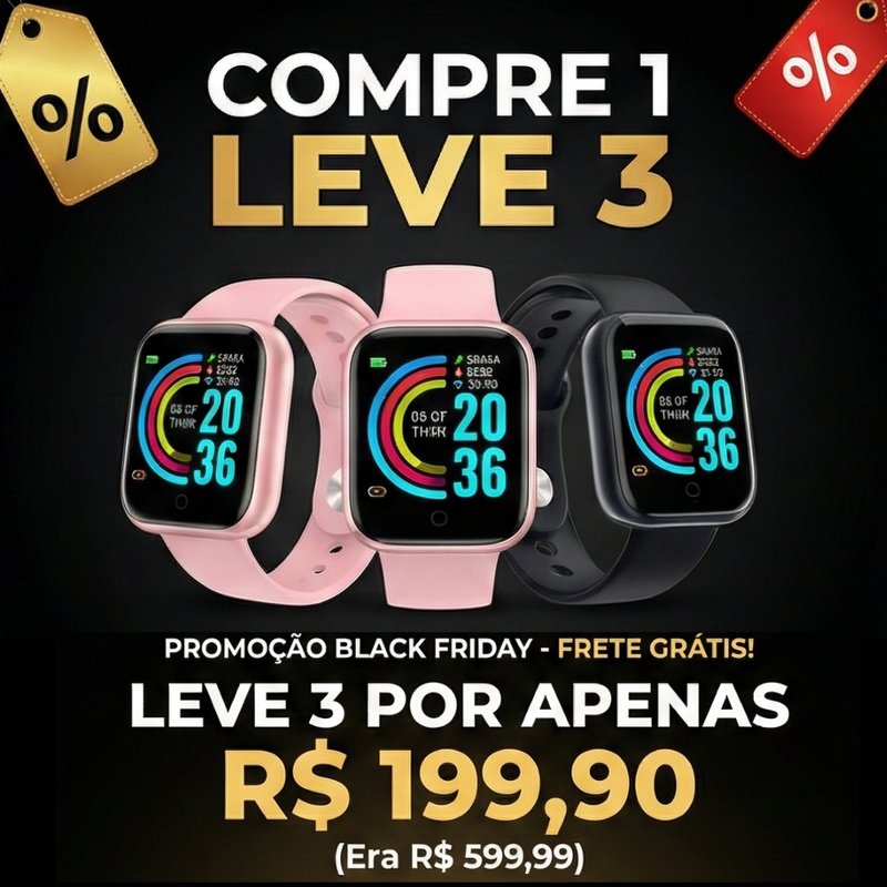 BLACK FRIDAY COMPRE 1 LEVE 3 Smartwatch - Relógio Inteligente Esportivo Bluetooth Android/iOS