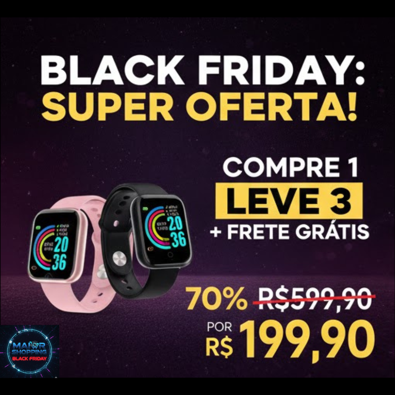 BLACK FRIDAY COMPRE 1 LEVE 3 Smartwatch - Relógio Inteligente Esportivo Bluetooth Android/iOS